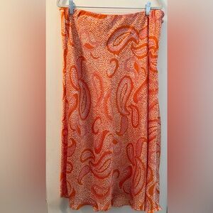 1. State Vibrant Orange and White A-Line Skirt